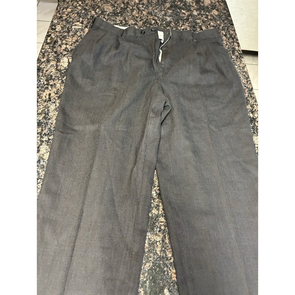 ZANELLA Men Dress Pants "BENNETT" 36 Gray unfinished hem flat solid 100% wool - Picture 4 of 7